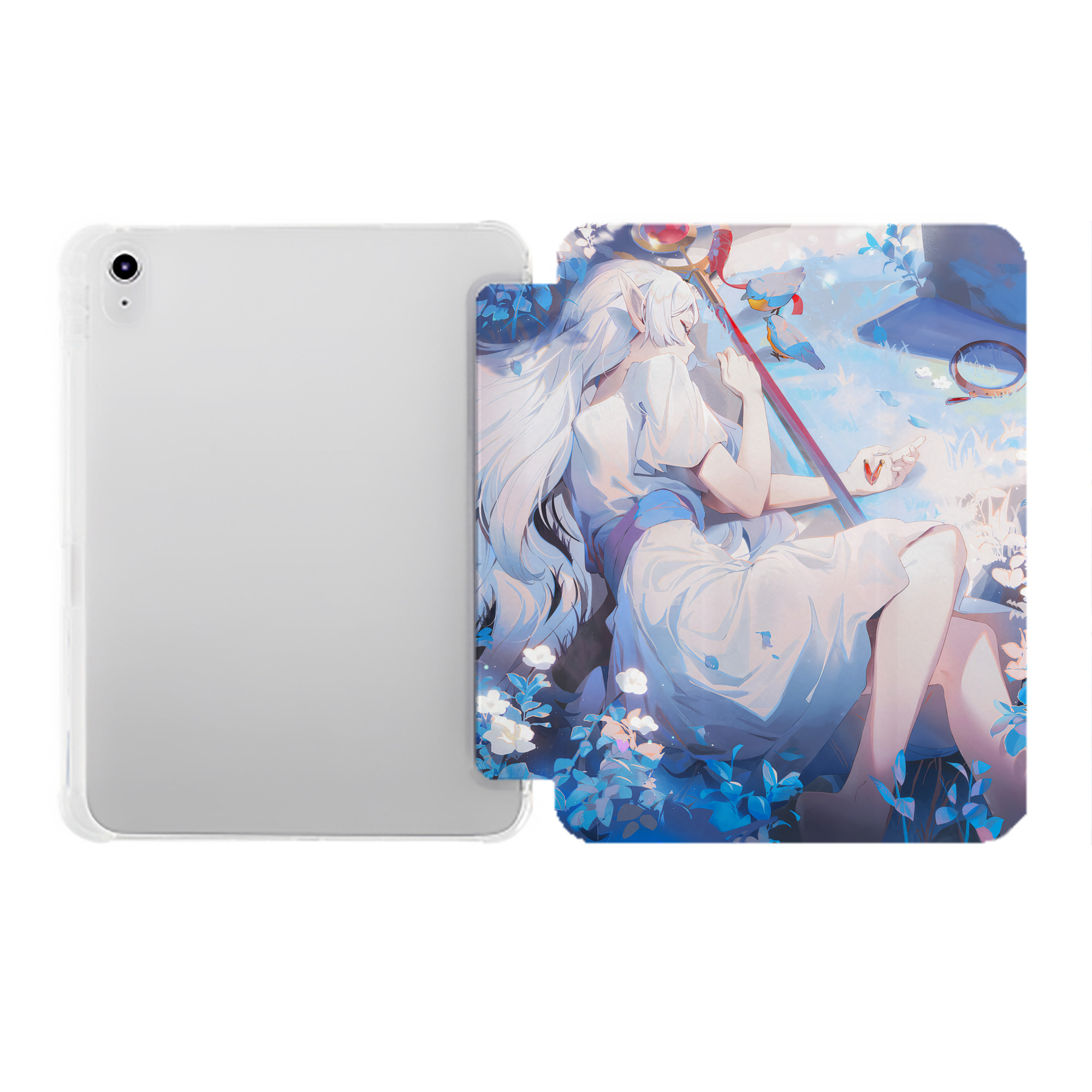 （画像用） 葬送のフリーレン Frieren IPad ケース ペン収納付き 三つ折りスタンド PUレザー×シリコン 対応機種9.5/10.5/10.9インチ